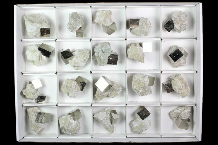 Flat: Natural, Pyrite Cubes In Rock From Spain - Pieces #92556